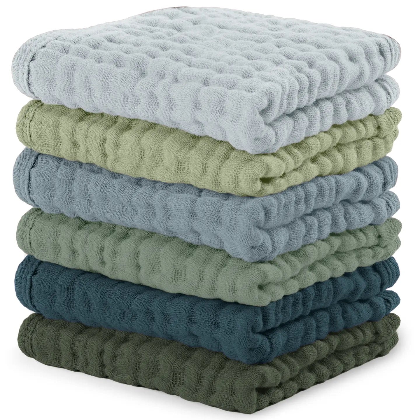 Muslin Washcloths - Blue/Green