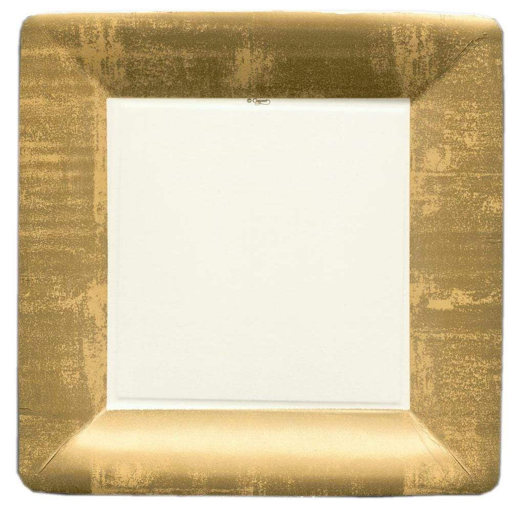 Gold Leaf Square Paper Dinner Plates