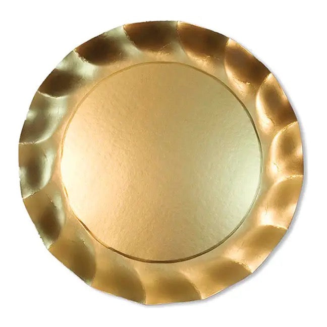 Gold Wavy Paper Dinner Plate
