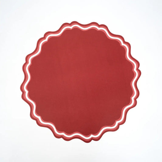 Red Fancy Scallop Paper Placemat