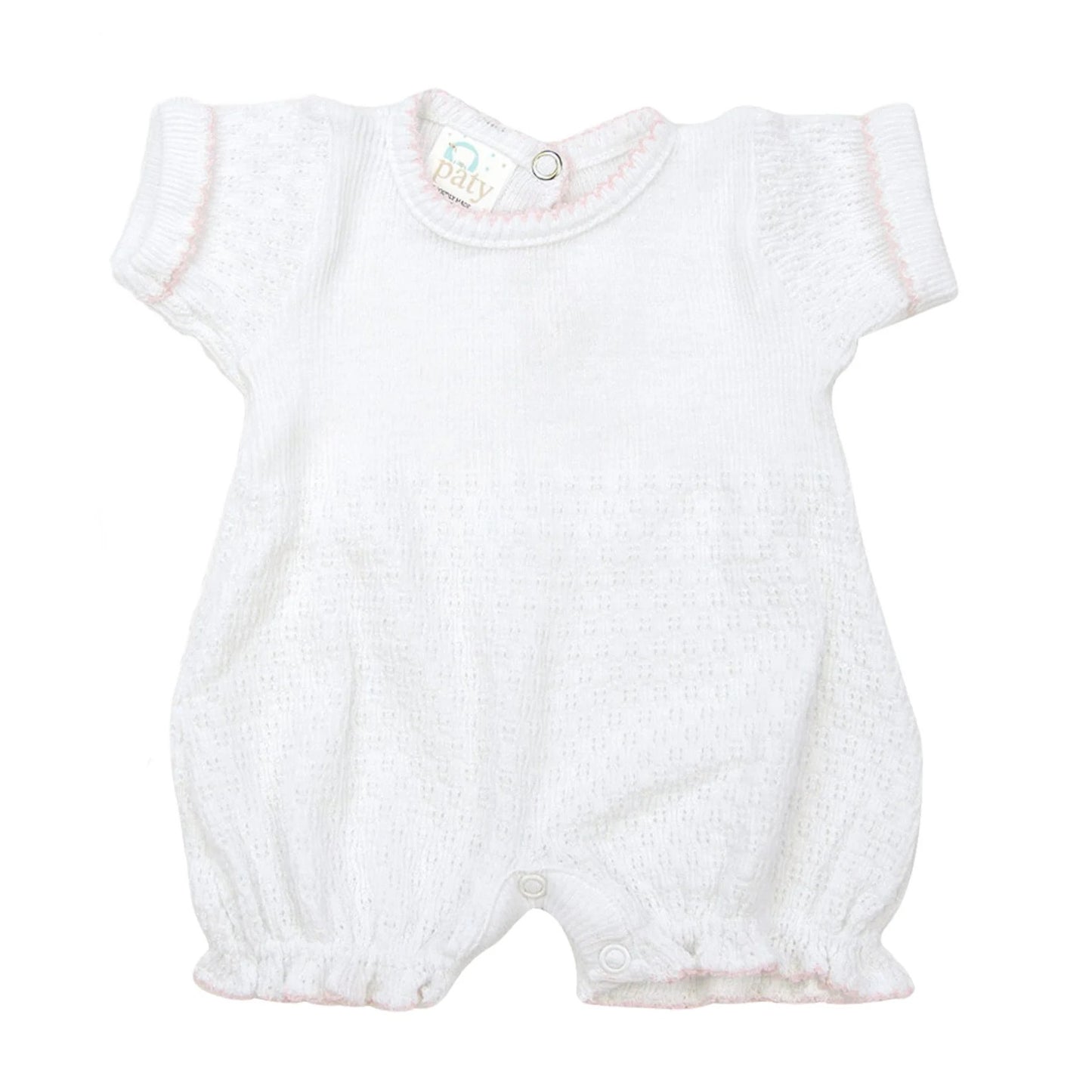 Paty Knit Bubble - White/Pink trim