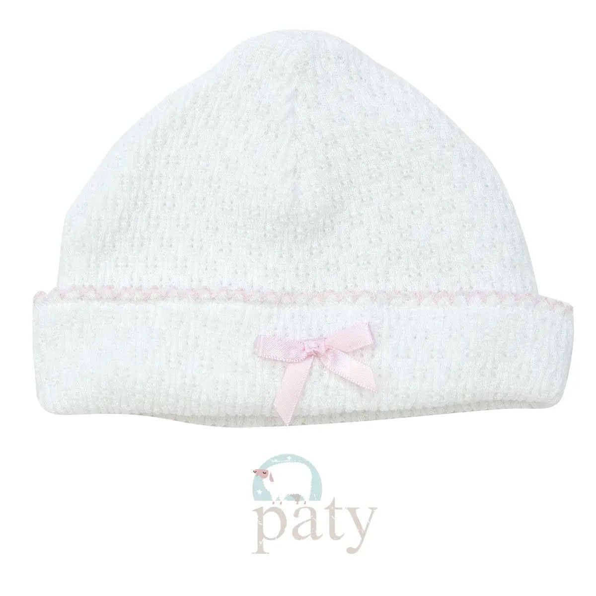 Paty Knit Saylor Hat - White/Pink Trim