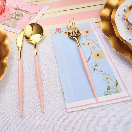 Blush & Gold Bella Assorted Plastic Cutlery
