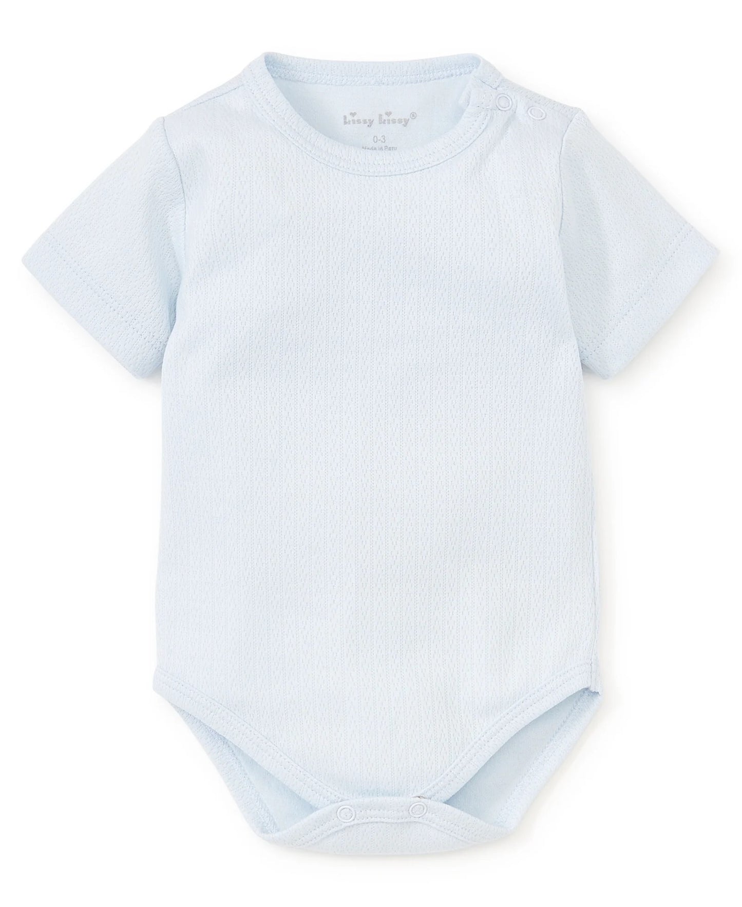 Pointelle Short Sleeve Bodysuit - Blue