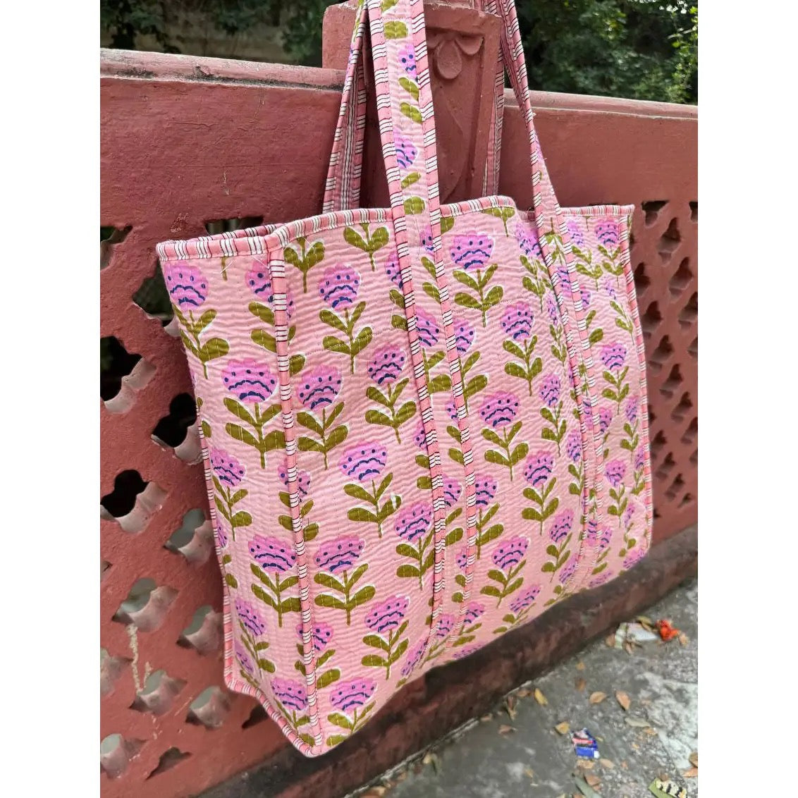 Floral Quilted Tote Bag