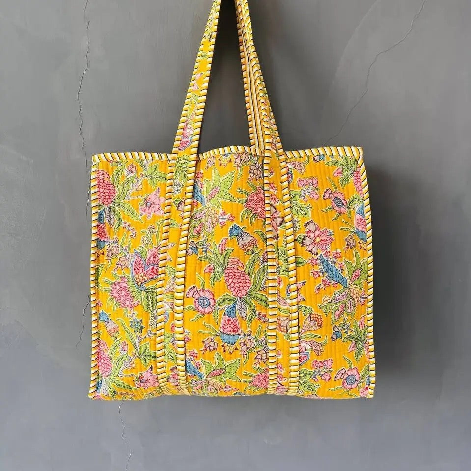 Floral Quilted Tote Bag
