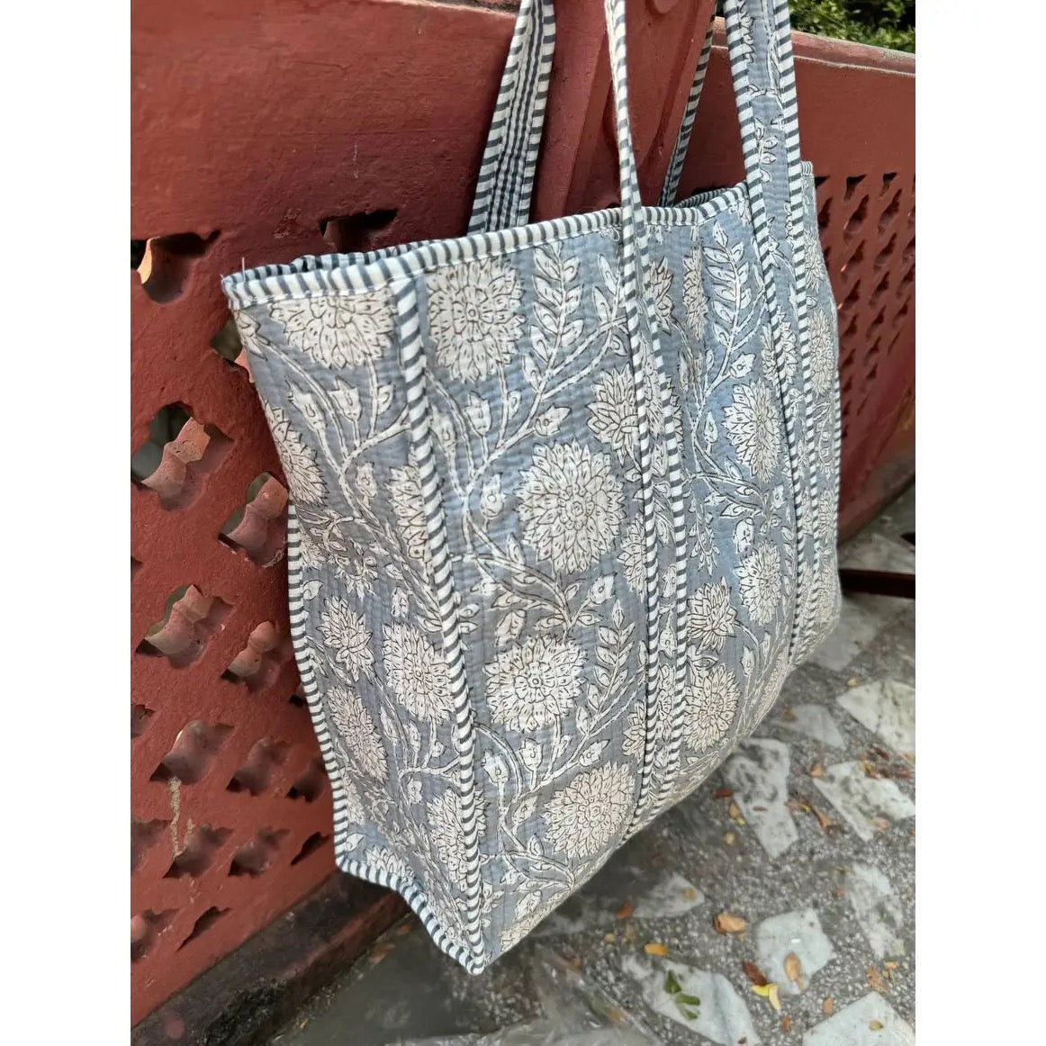 Floral Quilted Tote Bag
