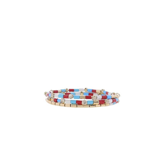 Red, White & Blue Beaded Bracelet