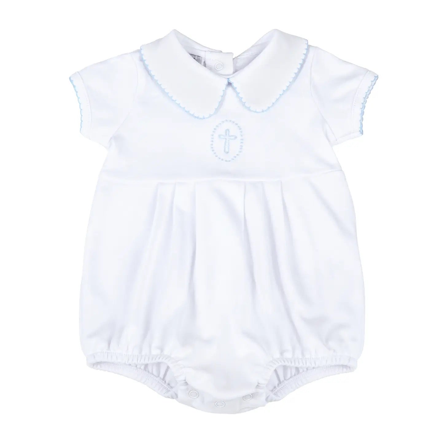 Cross Embroidered Bubble - Blue