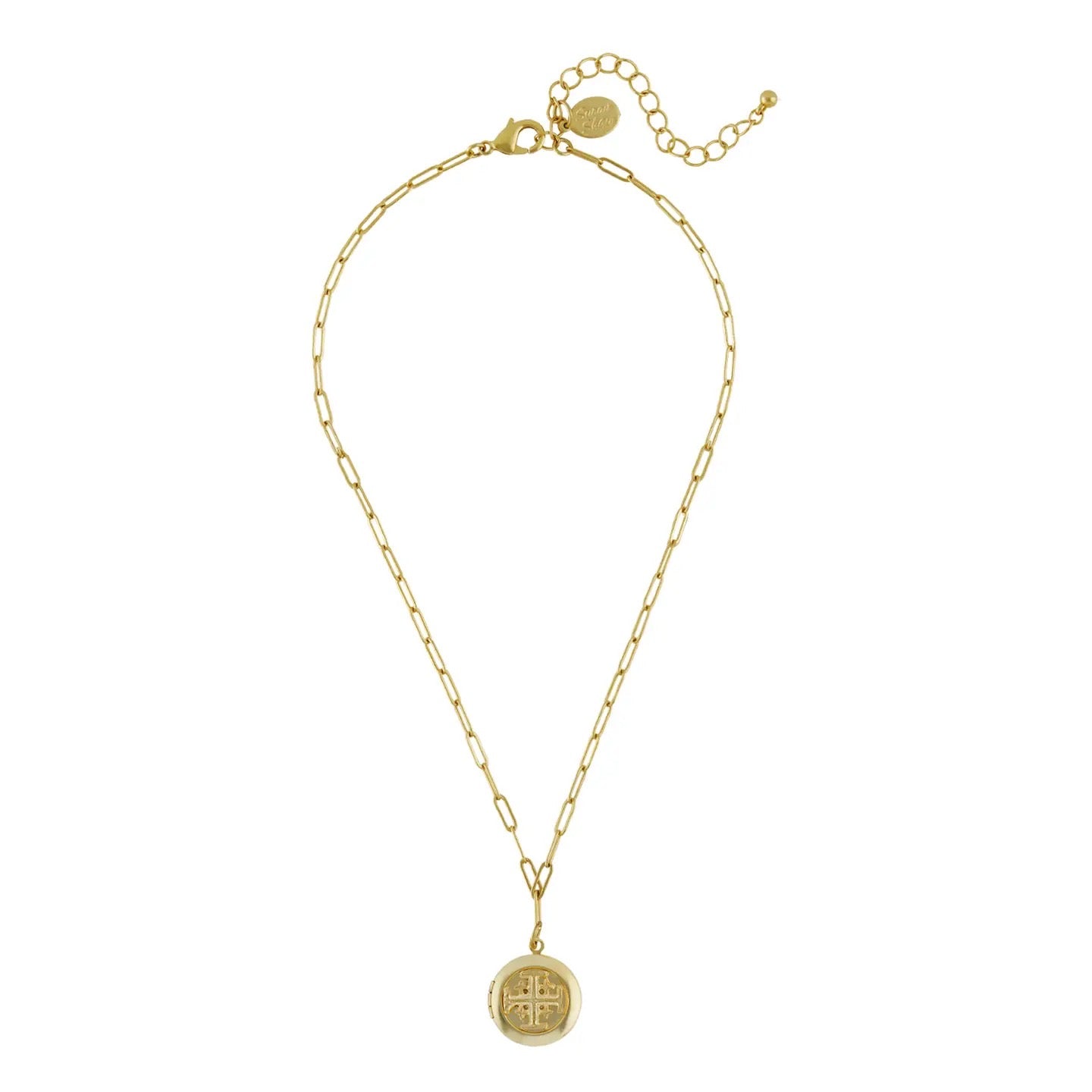 Round Jerusalem Cross Locket Necklace