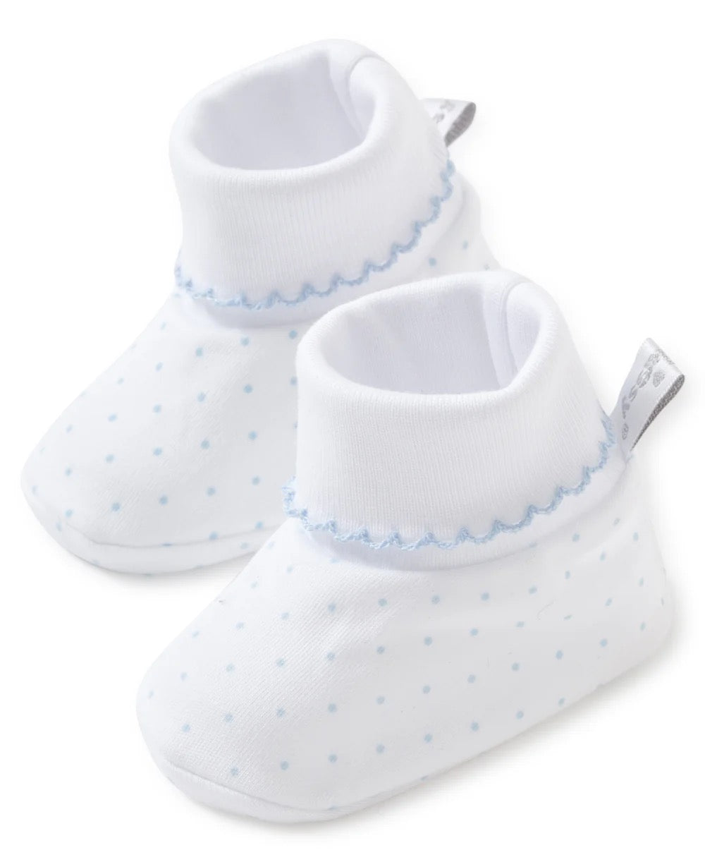 Baby Booties - Blue/White Dots