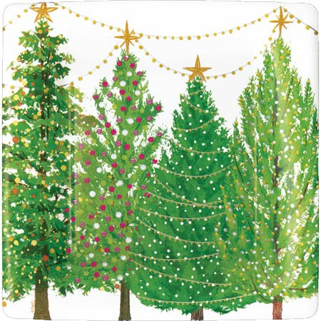 Christmas Trees With Lights - Salad/Dessert Plates Square