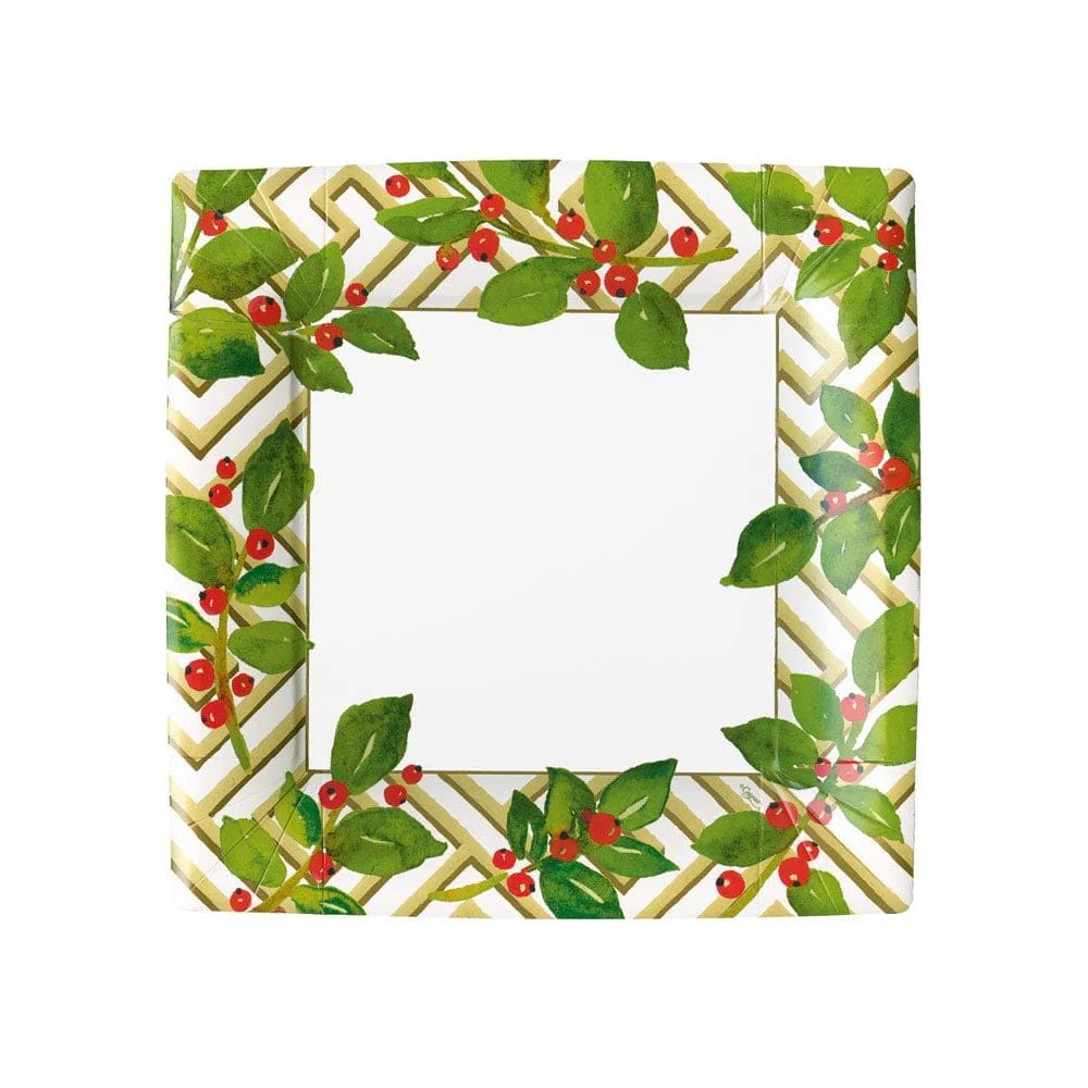 Holly And Fretwork Square Salad Plates