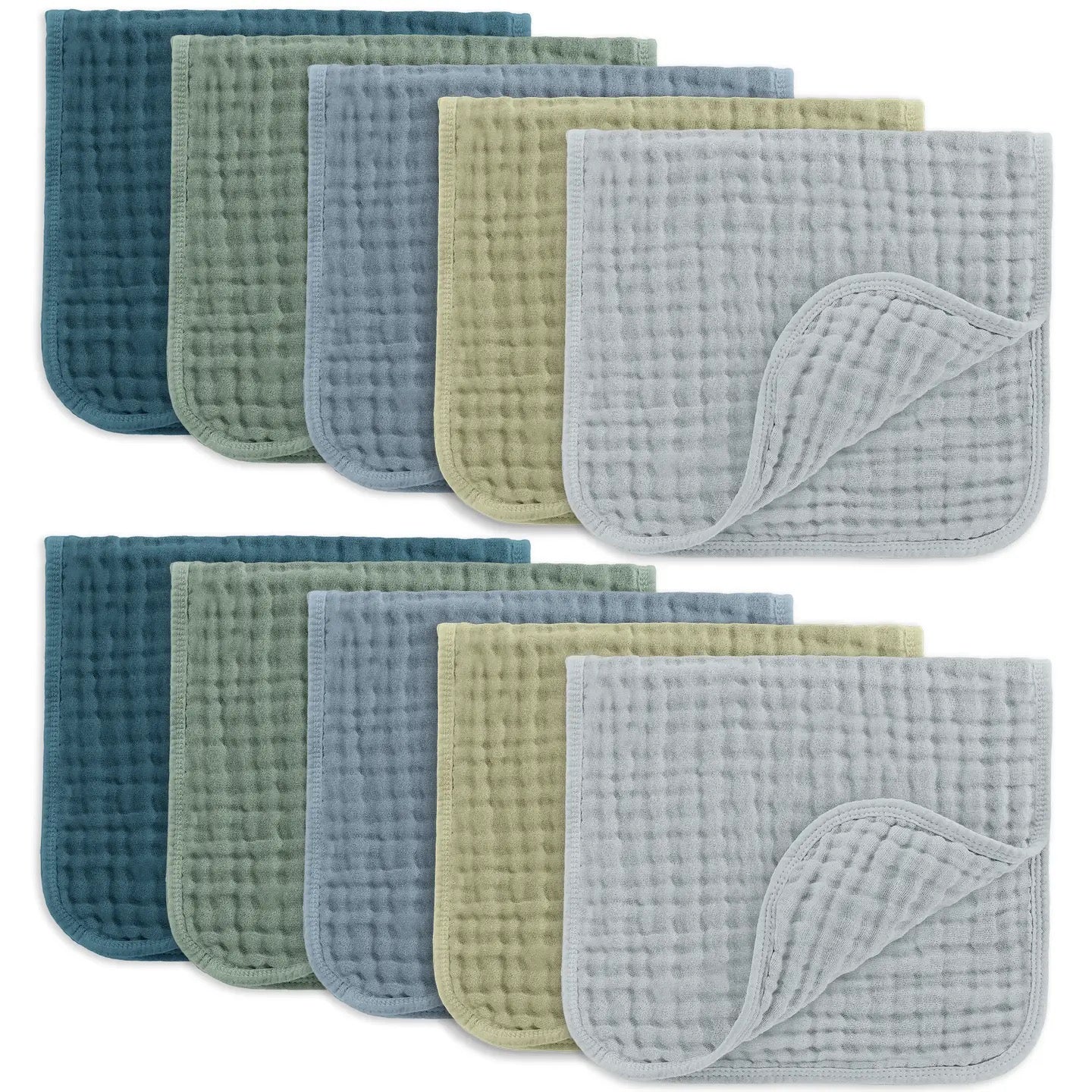 Muslin Burp Cloths - Blue/Green