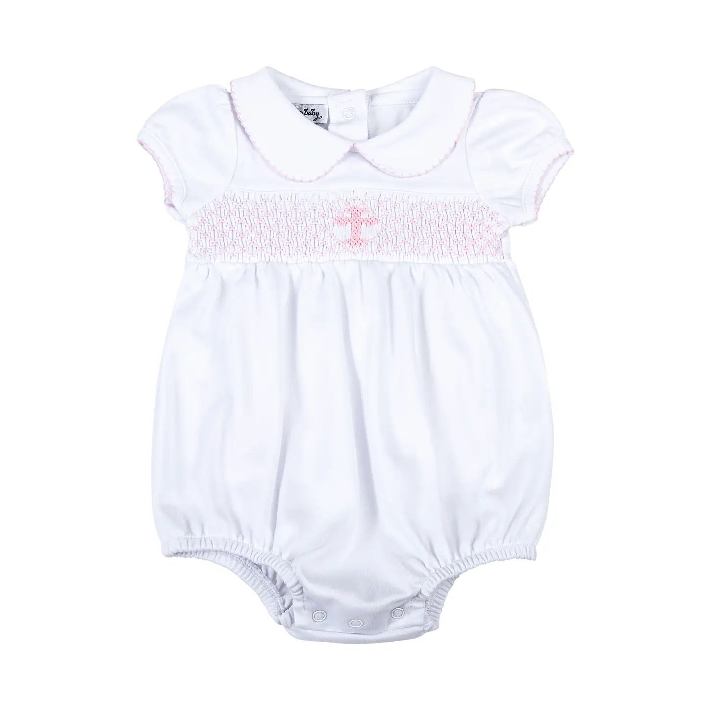 Cross Smocked Bubble - Pink