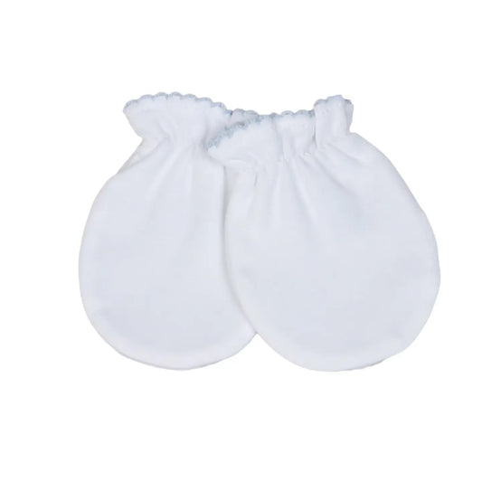 White Mittens - Blue Trim
