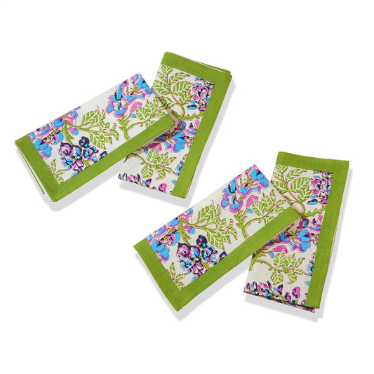 Bluebell Symphony Block Print Cotton Napkins