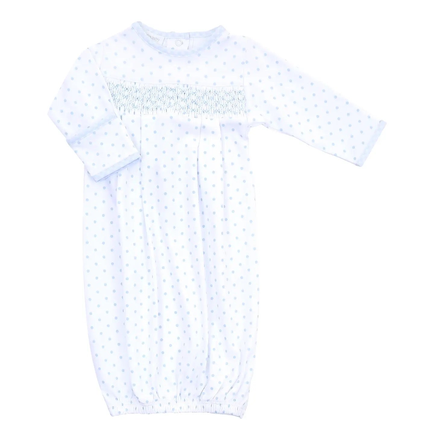 Dots Smocked Gown - Blue