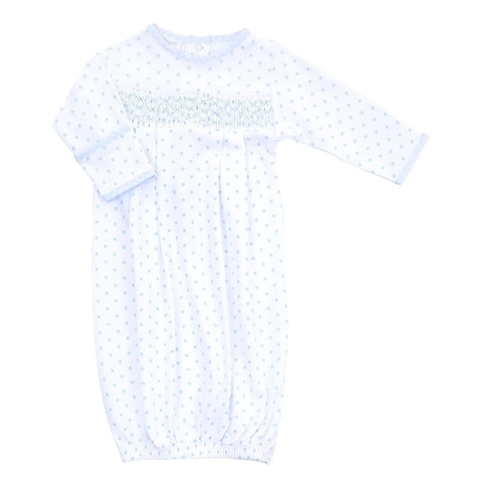 Dots Smocked Gown - Blue