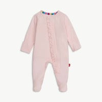Magnetic Footie - Pin Dot Pink Ruffle
