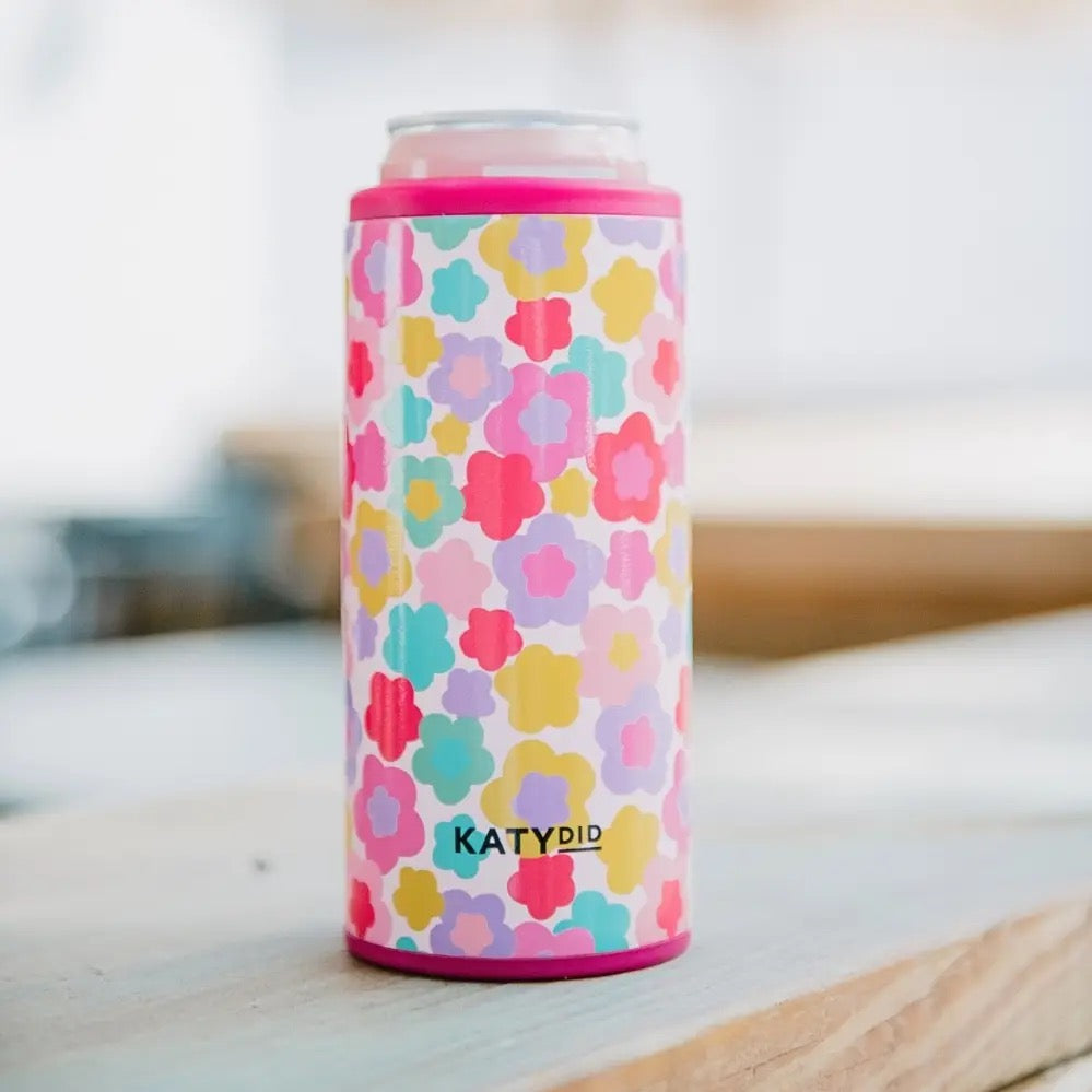 Groovy Flowers Tall Skinny Can Cooler