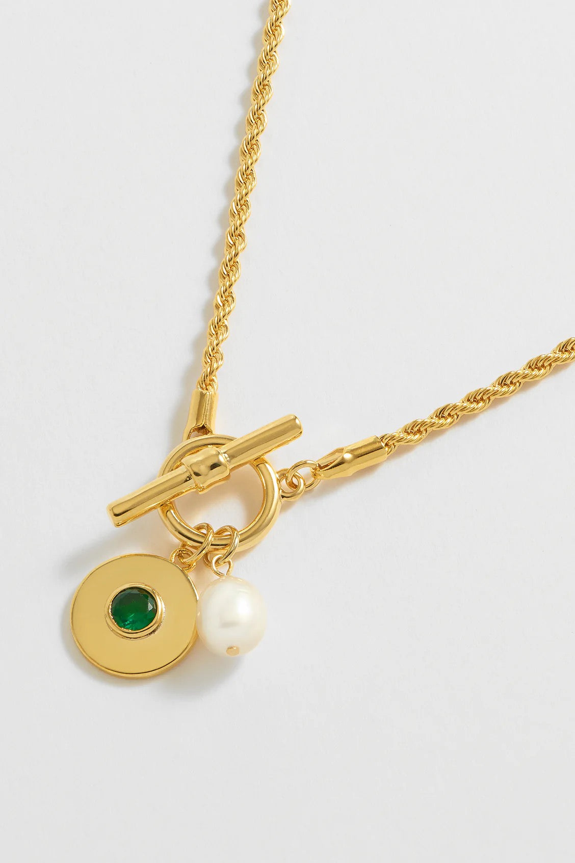 Pearl T-Bar Rope Necklace