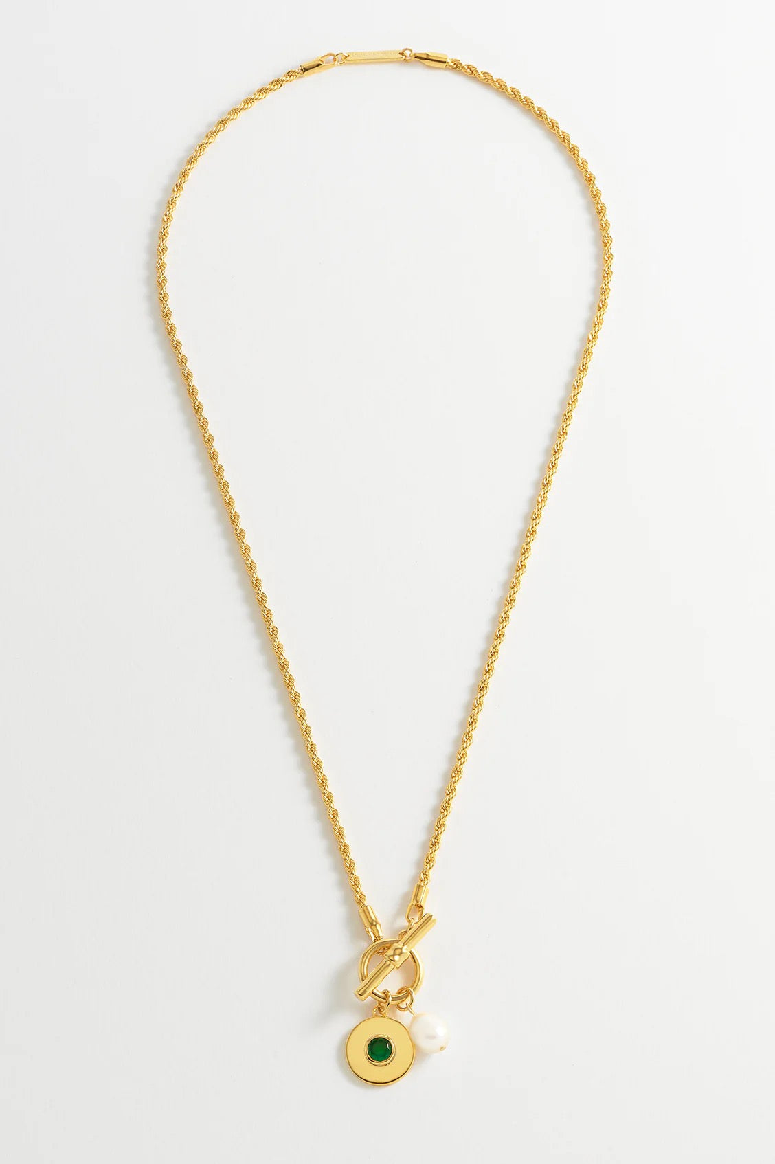 Pearl T-Bar Rope Necklace