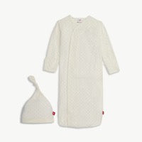 Magnetic Gown & Hat Set - Pin Dot Cream