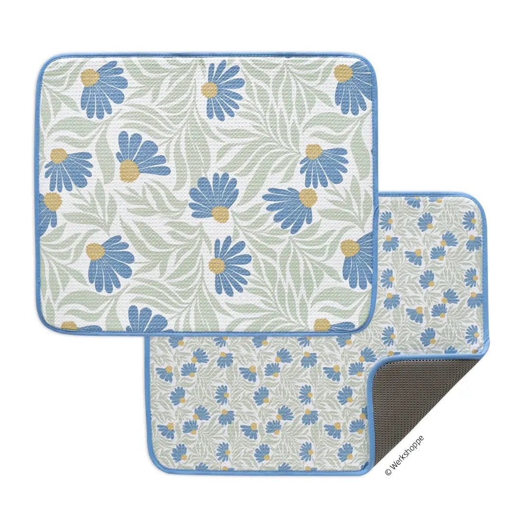 Blue Coneflower Dish Drying Mats, Set of 2