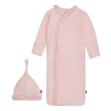 Magnetic Gown & Hat Set - Pin Dot Pink Ruffle