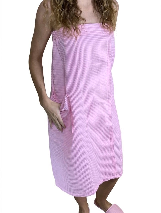 Waffle Bath Wrap - Light Pink