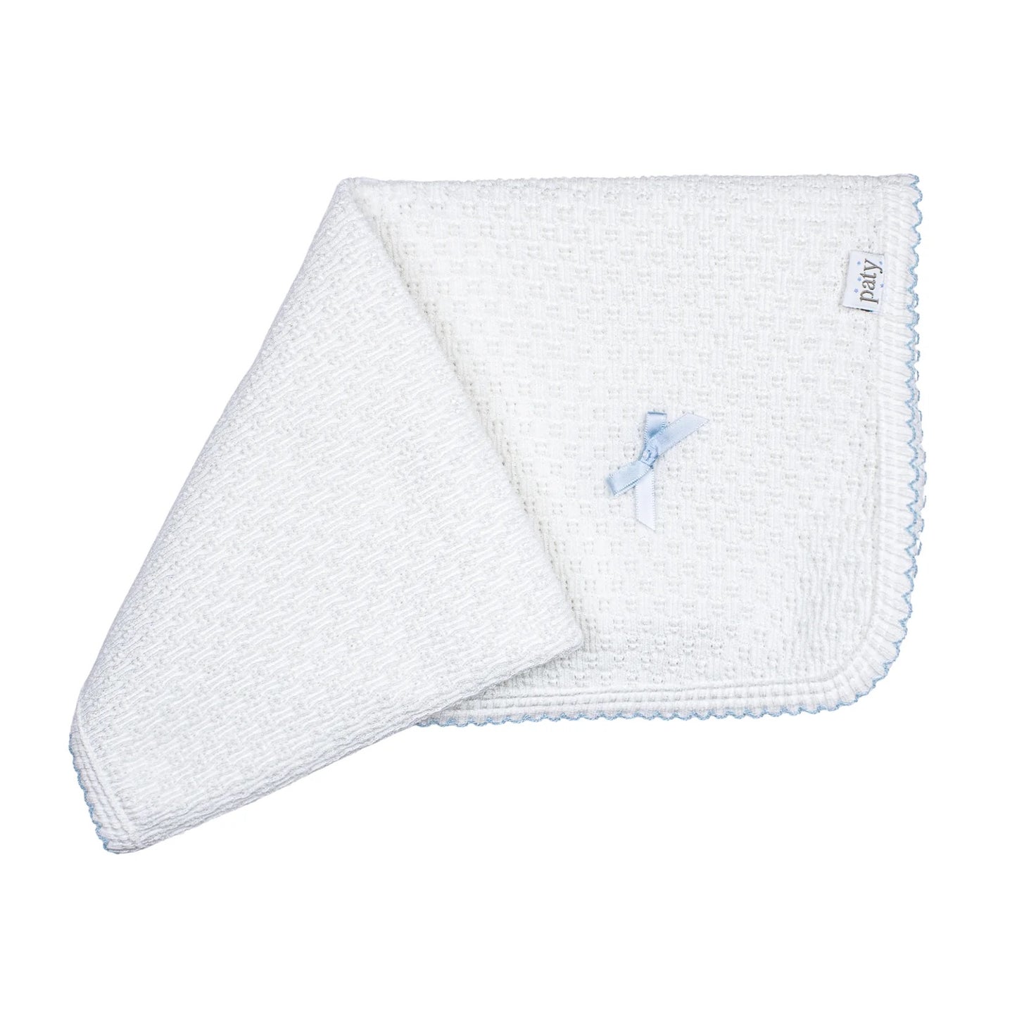 Paty Knit Receiving/Swaddle Blanket - Light Blue