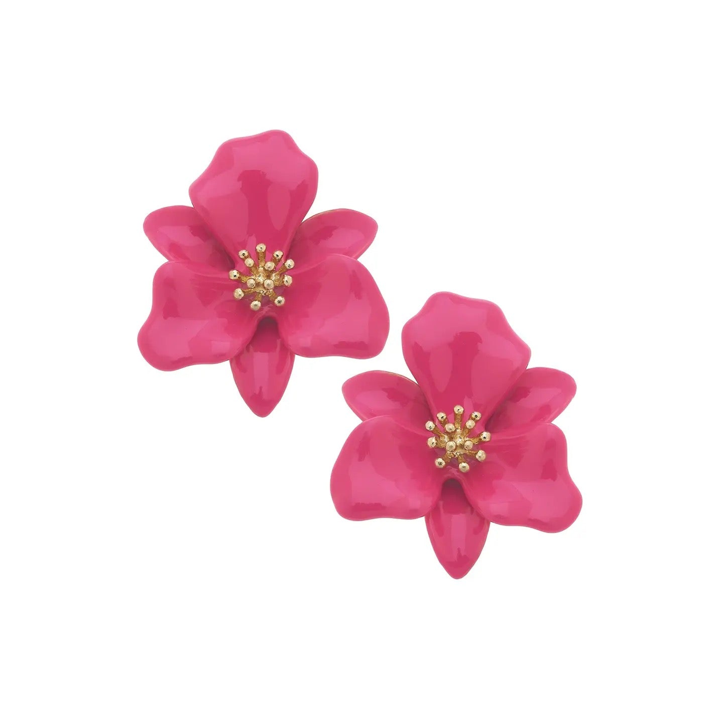 Enamel Flower Statement Earrings