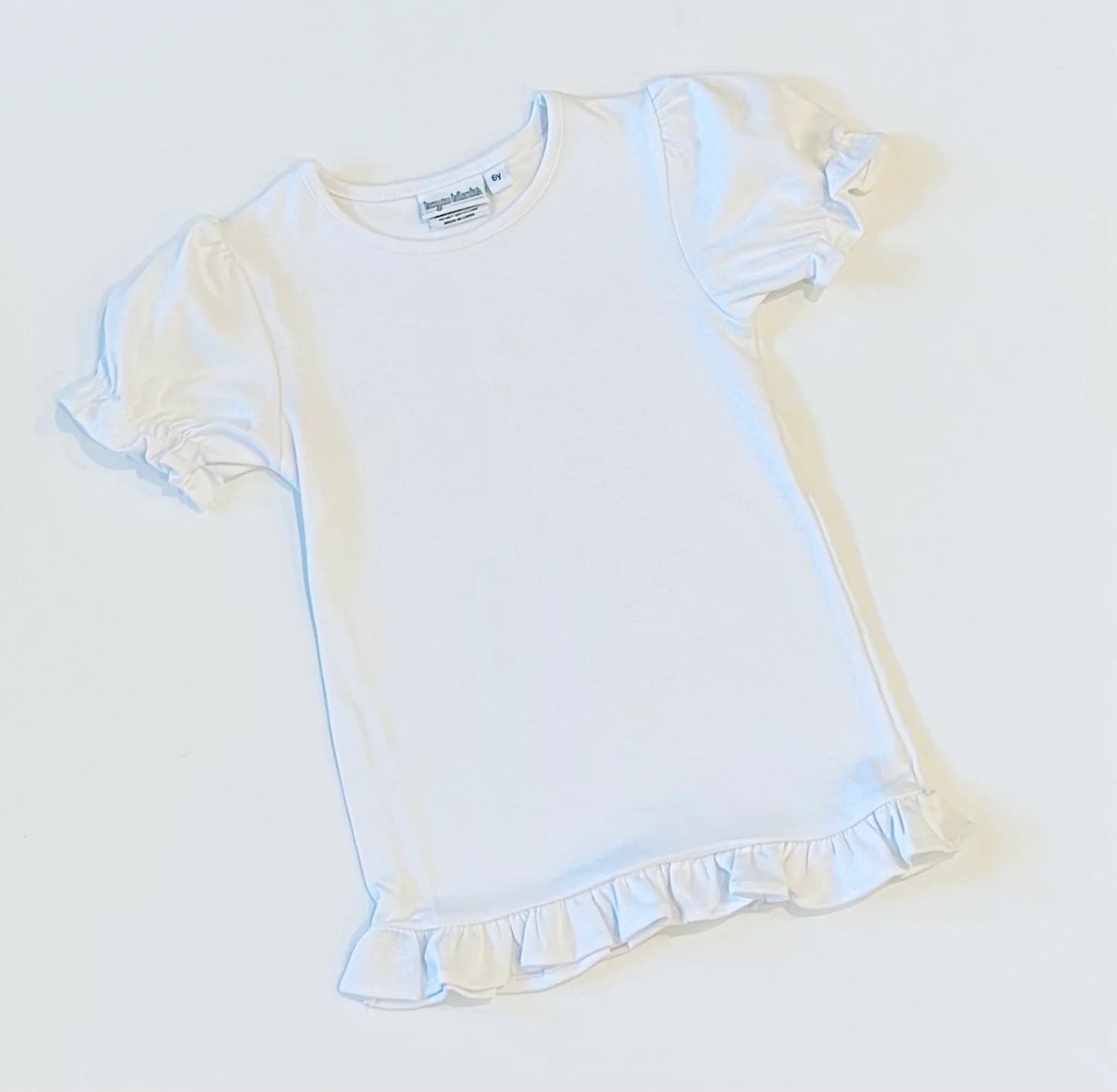 Girls Short sleeve Ruffle Shirt - White
