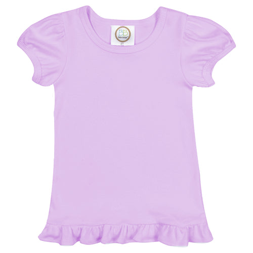 Girls Short Sleeve Ruffle Shirt - Lavender