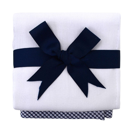 Navy Small Check Trimmed Edge Burp