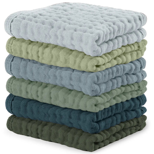 Muslin Washcloths - Blue/Green