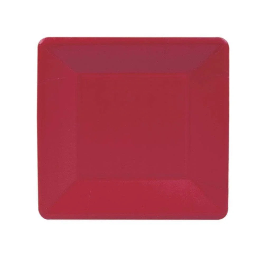 Square Paper Salad & Dessert Plates - Red