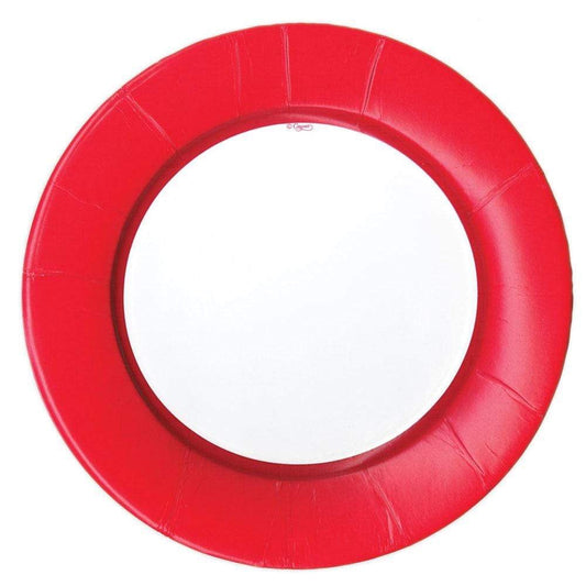 Linen Border Paper Dinner Plates - Red