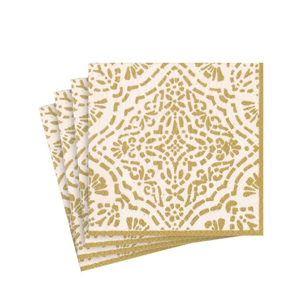 Annika Ivory/Gold Cocktail Napkins