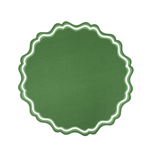 Green Fancy Scallop Paper Placemat