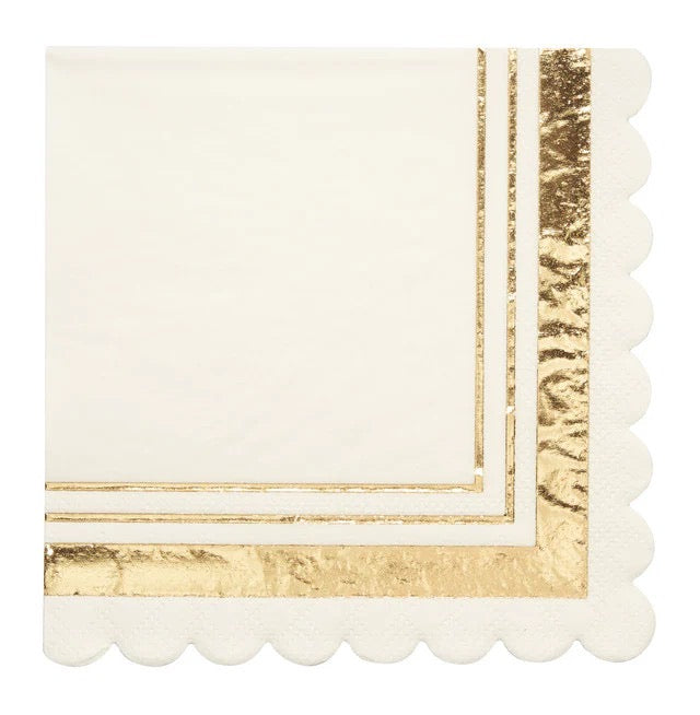 Cocktail Napkin Gold & White