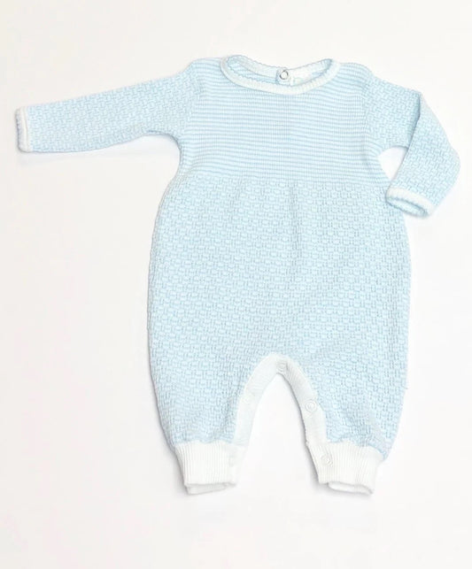 Paty Knit Long Sleeve Romper - Blue