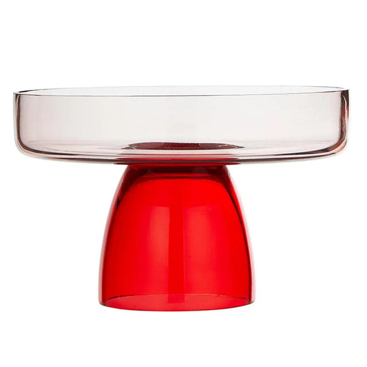 7" Glass Cake Stand - Red