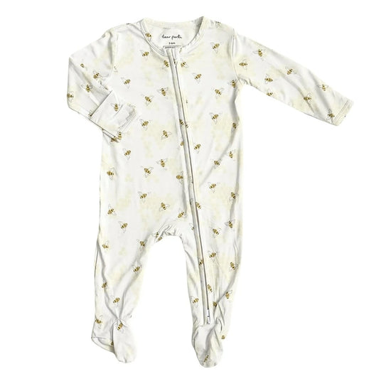 Bamboo Baby Zippered Footie Onesie - Busy Bees