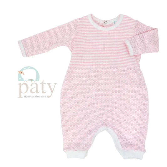 Paty Knit Long Sleeve Romper - Pink