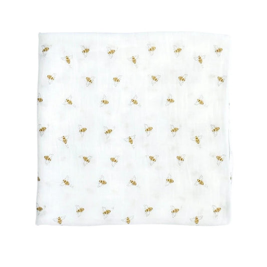 Bamboo Muslin Swaddle Blanket in Busy Bees