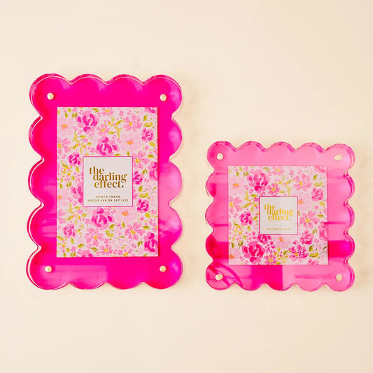 Scalloped Acrylic Frame-Hot Pink