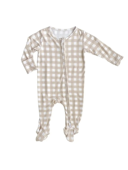 Bamboo Baby Zippered Footie Onesie - Gingham