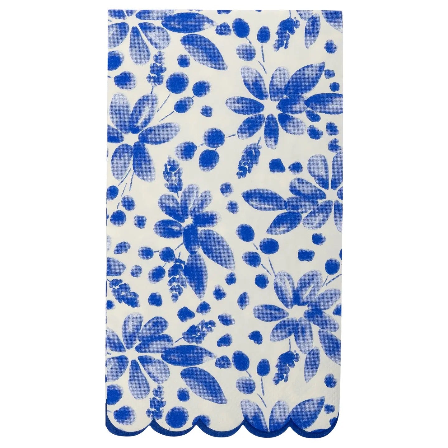 Blue Scallop Floral Paper Guest Napkin